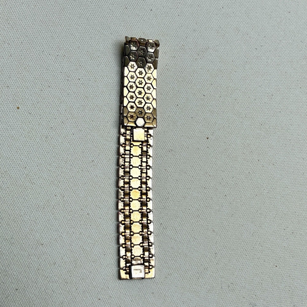 Vintage Crown Trifari Alfred Philippe Honeycomb Rhinestone Bracelet 1940s READ